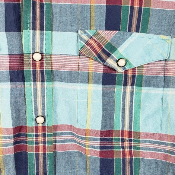 Ralph Lauren Sport Plaid Button Down Shirt Blue‎ Green Women's Size 6 Preppy - Picture 7 of 8